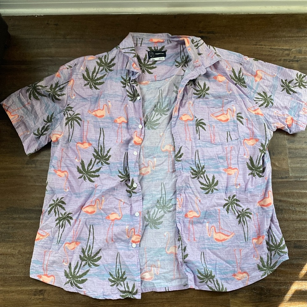 Flamingo short sleeve button down